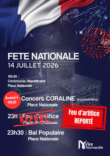 Affiche 14 juillet report feu artifice + avancé concert 13072026