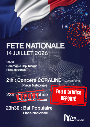 Affiche 14 juillet report feu d'artifice 2026
