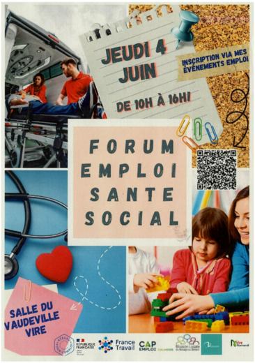 Affiche Forum emploi santé social Vaudeville 4 juiin 2026