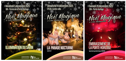 Copie écran 3 affiches festivités de Noël 2025